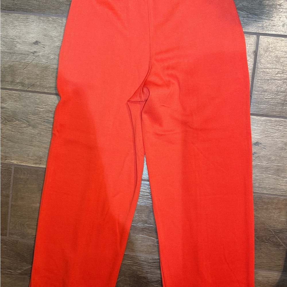 SPANX Red Track Pants with White Piping, Size Small - Picture 3 of 9